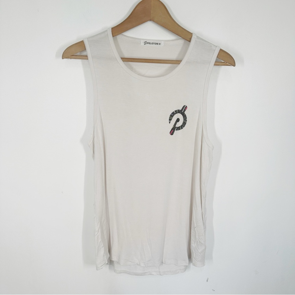 Peloton White Slashed Back Tank Top Medium